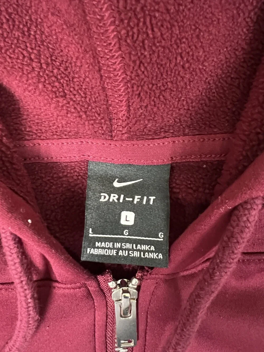 Vintage Nike Dr-Fit Full Zip Hoodie Sweatshirt Fleece Line Size L RedY2K Swoosh